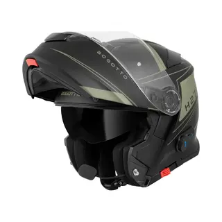 Bogotto H271 Bt Taog Bluetooth Klapphelm, Schwarz Matt/grün, Xl