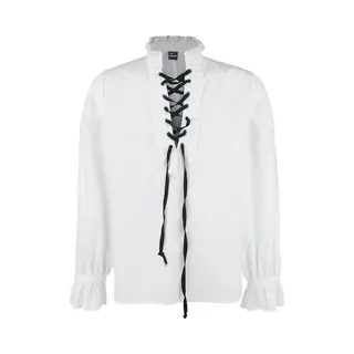 Banned Frilled Shirt With Lacing Longsleeve White