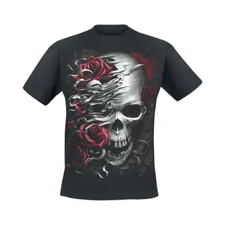 Spiral Skulls N' Roses T-Shirt Black