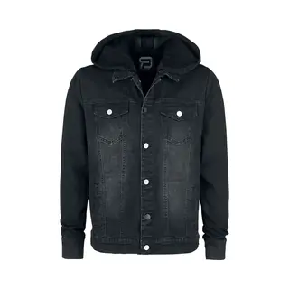 Red By Emp Denim Jacket With Sweat Sleeves And Hood Jeans Jacket Black