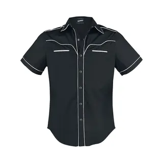 Banned Plain Trim Short-sleeved Shirt Black White
