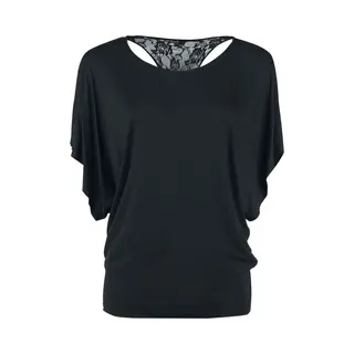 Gothicana By Emp Lace Back Bat Wings T-Shirt Schwarz In L