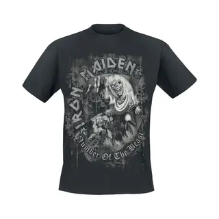 Iron Maiden Number Of The Beast Grey Tone T-Shirt Black