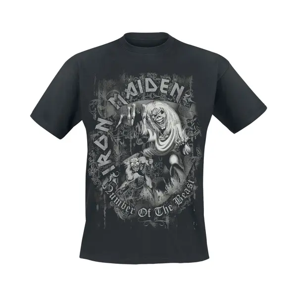 Iron Maiden Number Of The Beast Grey Tone T-Shirt Black thumbnail