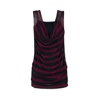 Red By Emp 2 In 1 Double Layer Stripe Mesh Top Schwarz Rot In Xxl
