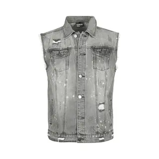 Forplay Destroyed Washed Denim Vest Heren Bodywarmer - Grijs - Xxl