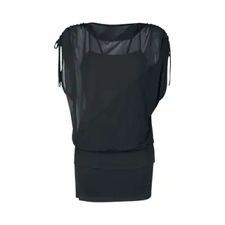 Forplay 2 In 1 Side Sleeve Chiffon Dress T-Shirt Black