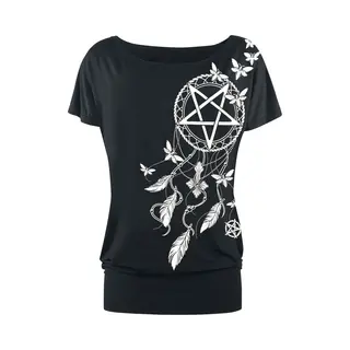 Gothicana By Emp Pentagram And Dreamcatcher T-shirt T-Shirt Black