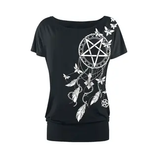 Gothicana By Emp - Gothic T-shirt - T-Shirt Pentagramm Und Traumfänger - S Tot 3XL - Voor Vrouwen - Zwart