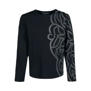 Black Premium By Emp Long-sleeve Shirt With Large Ornamentation Long-sleeve Shirt Black