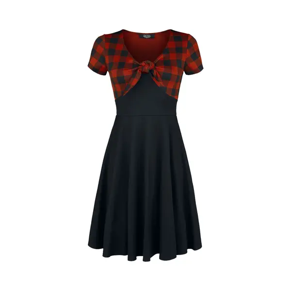 Rock Rebel By Emp Rock Rebel Tie-Front Dress With Checked Pattern Mini Dress Black Red thumbnail