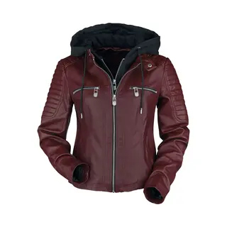 Black Premium By Emp Road Tripping Imitation Leather Jacket Dark Red