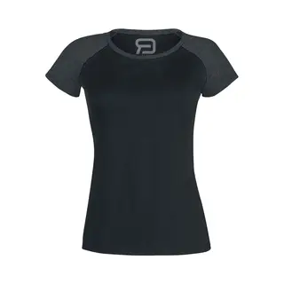 R.E.D. By Emp T-shirt - Short Raglan Road - S Tot 5XL - Voor Vrouwen - Zwart/grijs Gemêleerd