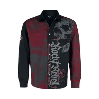 Rock Rebel By Emp Schwarz/Rotes Hemd Mit Print Langarmhemd Schwarz Rot In 3XL