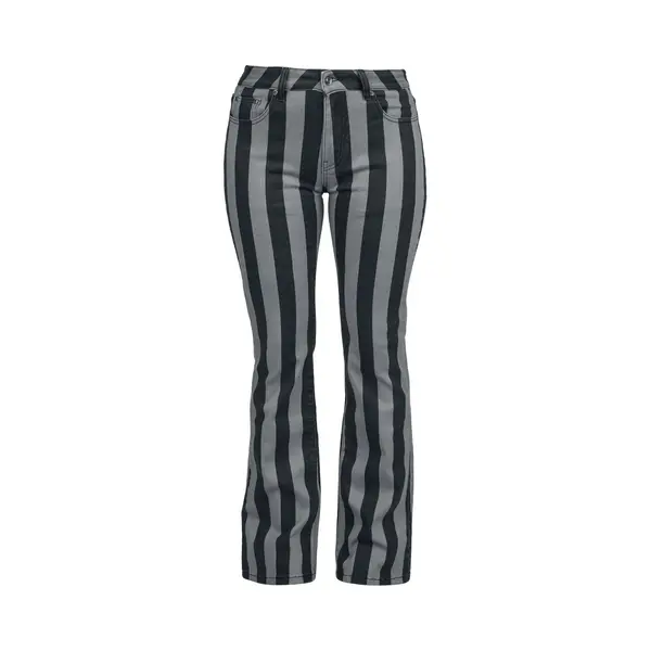 Gothicana By Emp Grace - Black/Grey Striped Trousers Cloth Trousers Black Grey thumbnail