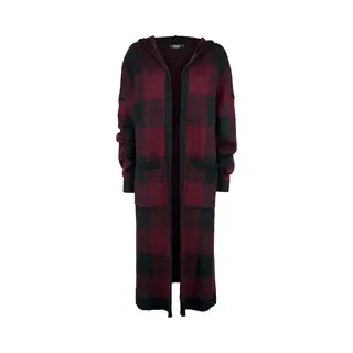 Black Premium By Emp Black/Red Checked Cardigan With Hood Cardigan Black Red
