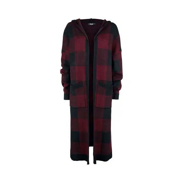 Black Premium By Emp Black/Red Checked Cardigan With Hood Cardigan Black Red thumbnail