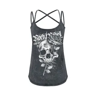 Rock Rebel By Emp Top With Vintage Wash And Print Top Grey