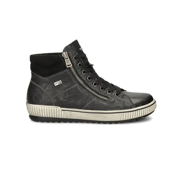 Remonte Damen High-Top Sneaker D0772, Frauen Halbschuhe, lose Einlage, wasserabweisend, remonteTEX, schnürstiefeletten, straßenschuhe, schwarz (01), thumbnail