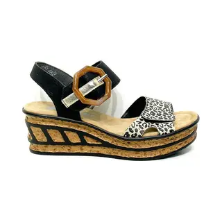 Rieker 'gift' Wedge Heel Sandals In Black