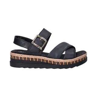 Rieker Sandalen Zwart Leer - Maat 38