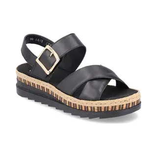 Rieker Sandalen Zwart Leer - Maat 39