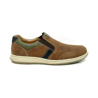 Rieker Mens Wide Fitting Loafer Shoes 17371-25 - Brown Nubuck - Uk Size 9.5 Wide Fitting - Eu Size 44 - Us Size 10.5