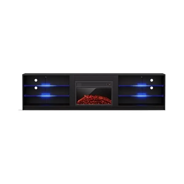 Blumfeldt Lowboard Perth Medium Lowboard 160 Fireplace, Fernsehschrank Schwarz Tv-Schrank 3 Schubladen 160 X 30 X 40 Cm(BxHxT) thumbnail