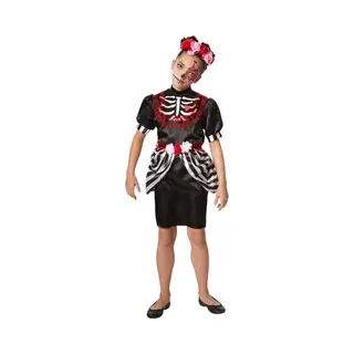 Dressforfun Faschingskostüm Creepy Skeleton Lady – Mädchen – Größe 104 (3–4 Jahre)