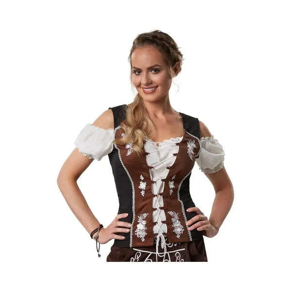 Tectake Dressforfun - Trachtenbluse Sissi - Dirndlbluse Mit Carmenausschnitt, Spitze Und Spitzendetails - Oktoberfest Verkleidung - Größe L thumbnail