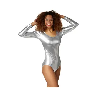 Tectake Women's Metallic Leotard In Silver | Size, Small