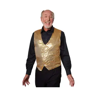 Dressforfun 901000 Herren Pailletten Anzug Weste, V-Ausschnitt, Ärmellos, Gold - Diverse Größen - (Xl | Nr. 303964)