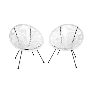 TecTake 404406 Gartenstuhl Stahl, Kunststoff Weiß
