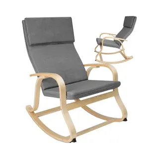 Tectake Schaukelstuhl Relaxsessel Roca Aus Birkenholz 150kg (Set, 1 St), Geschwungenes Gestell Aus Massivem Birkenholz