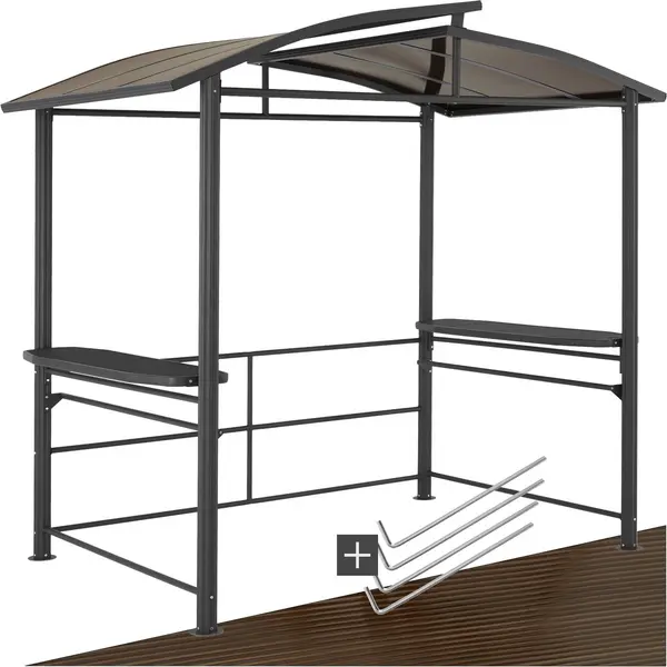 Tectake® Barbecue-overkapping Asado – Robuust Gepoedercoat Aluminium En Stalen Frame – Verspringend Dak En Zijdelen Met Roosters En Ophangstangen thumbnail