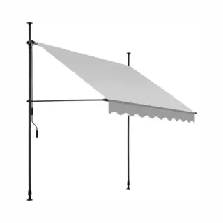 Tectake Klemmmarkise - Sonnenschirm - Verstellbar - Balkon - 200 X 180 Cm - Hellgrau