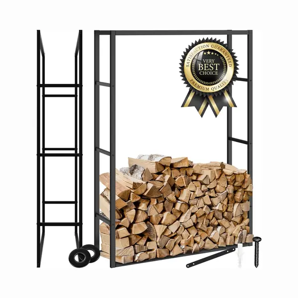 Tectake Kaminholzregal Holzlager Tuby, Für In- & Outdoor, 100, 5x25x150cm, BxTxH, 100.5x25x150, 00 Cm, Industrial-Look thumbnail