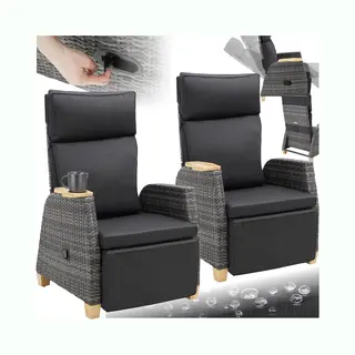 Tectake Aluminum Rattan Armchair Pescara In Grey | Size, 2 Seater