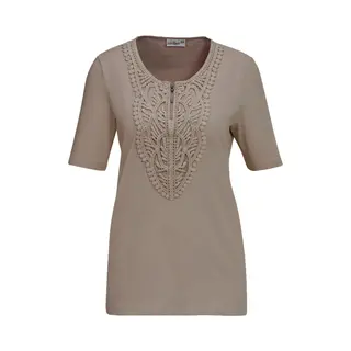 Goldner Kanten Shirt Shirt Met Ronde Hals En Gehaakt Kant
