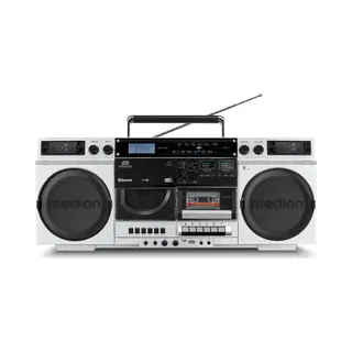 Medion Life® P66538 Retro-Boombox, Dab+/Pll-Ukw Radio, Bluetooth® 5.1 für das Abspielen von Smartphone & Co, Cd-Player, Kassettendeck, X-Bass Funktion, 2 x 10 W Rms