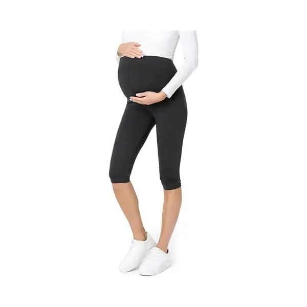 Be Mammy 3/4 Umstandsleggings Kurz Aus Baumwolle Bequeme Und Blickdichte Schwangerschaftsleggings Umstandsmode BE20-229 (Schwarz, S) thumbnail
