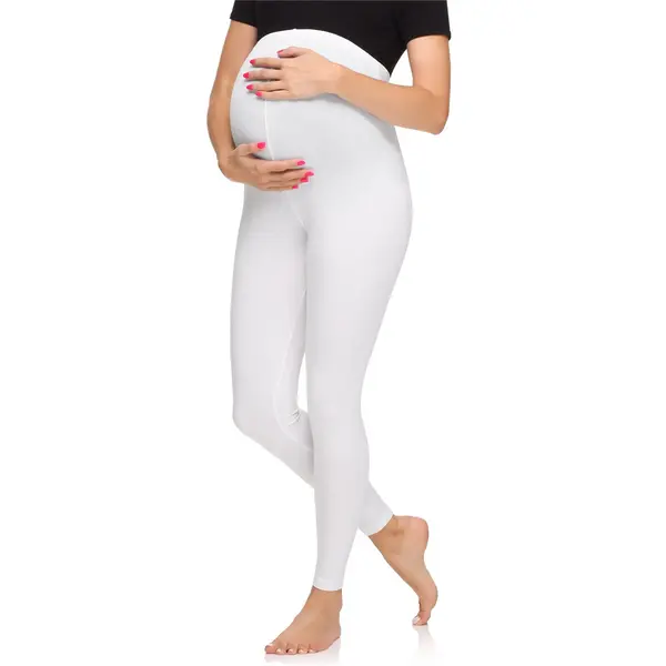 Merry Style Damen Lange Umstandsleggings Aus Viskose MS10-297 (Weiß, 3XL) thumbnail