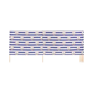 Ladeheid Windschutz Strand Sichtschutz Mit Holzstab Praktisches Strand Zubehör LAEX001 (Streifen/Anker-2, 4 M)