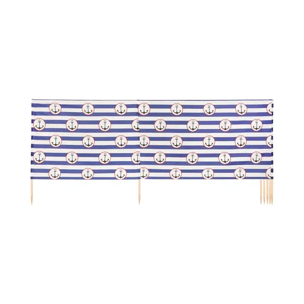 Ladeheid Windschutz Strand Sichtschutz Mit Holzstab Praktisches Strand Zubehör LAEX001 (Streifen/Anker-2, 4 M) thumbnail