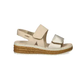 Rieker - Leren Sandalen, Lage Sleehak, Beige, 38 Eu