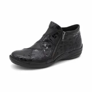 Remonte R7674-04 Berta Boot Zip Black Patent Womens Ankle Boots In A Plain Man-made In Size 37