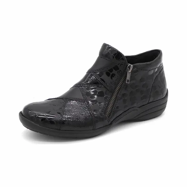 Remonte R7674-04 Berta Boot Zip Black Patent Womens Ankle Boots In A Plain Man-made In Size 37 thumbnail