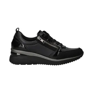 Remonte D2401-06 Rea Zip Wedge Black Patent Leather Womens Trainers In A Plain Synthetic In Size 38
