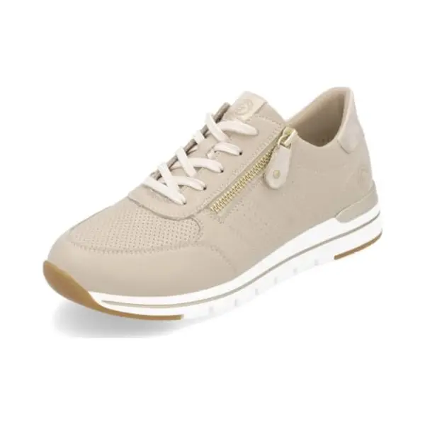 Remonte R6705-61 Govizip Beige Leather Womens Trainers In A Plain Leather In Size 39 thumbnail