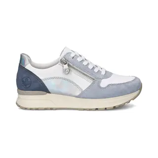 Rieker Dames Sneaker - Blauw Wit - Maat 43
